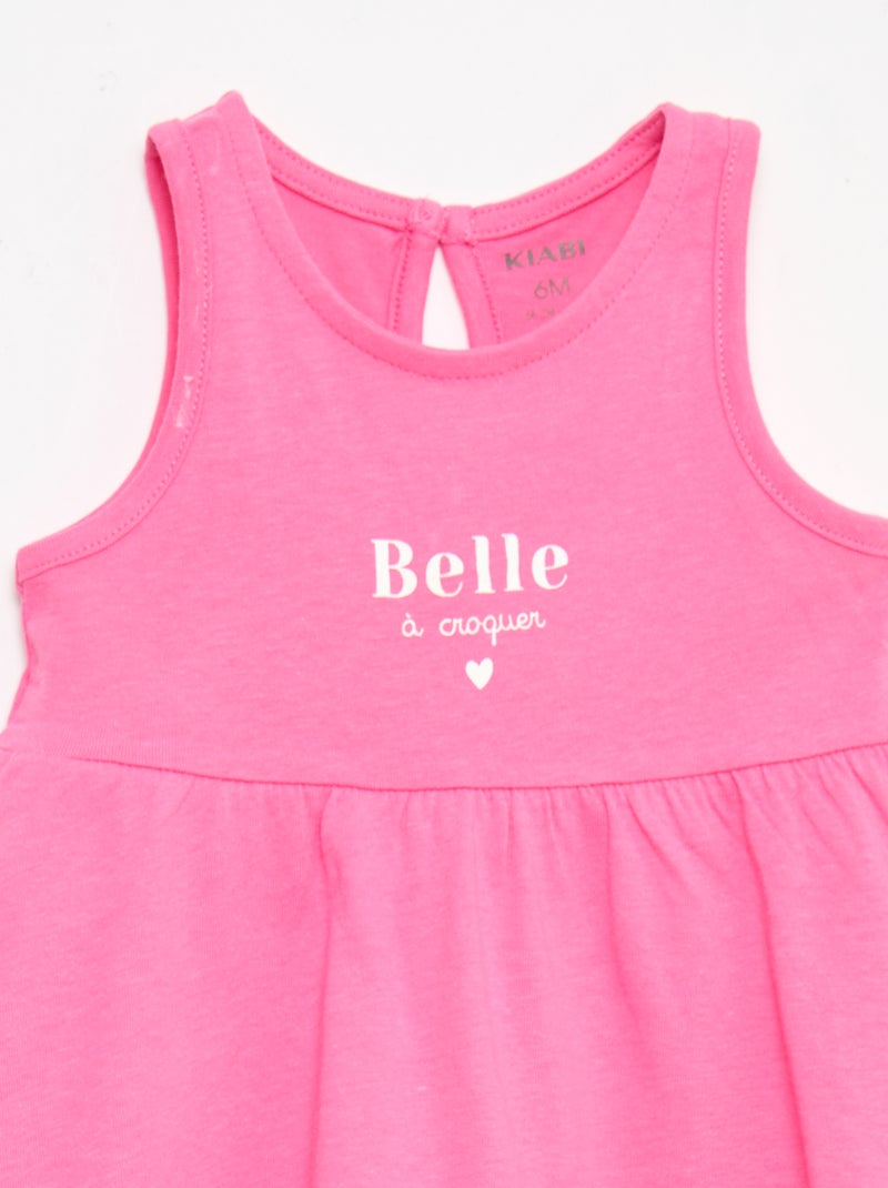 Vestido sin mangas con mensaje Rosa - Kiabi