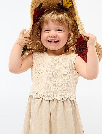 Vestido sin mangas con parte superior de croché