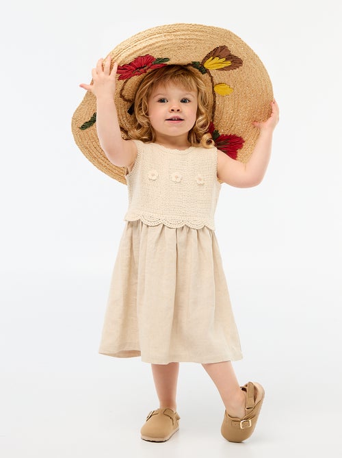 Vestido sin mangas con parte superior de croché - Kiabi