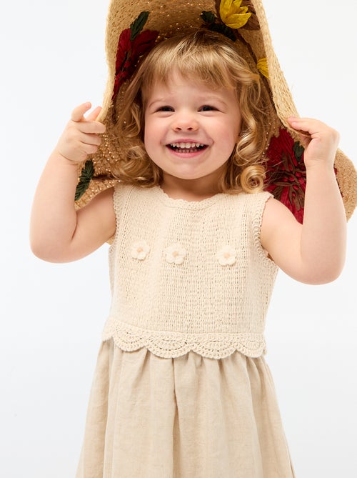 Vestido sin mangas con parte superior de croché - Kiabi