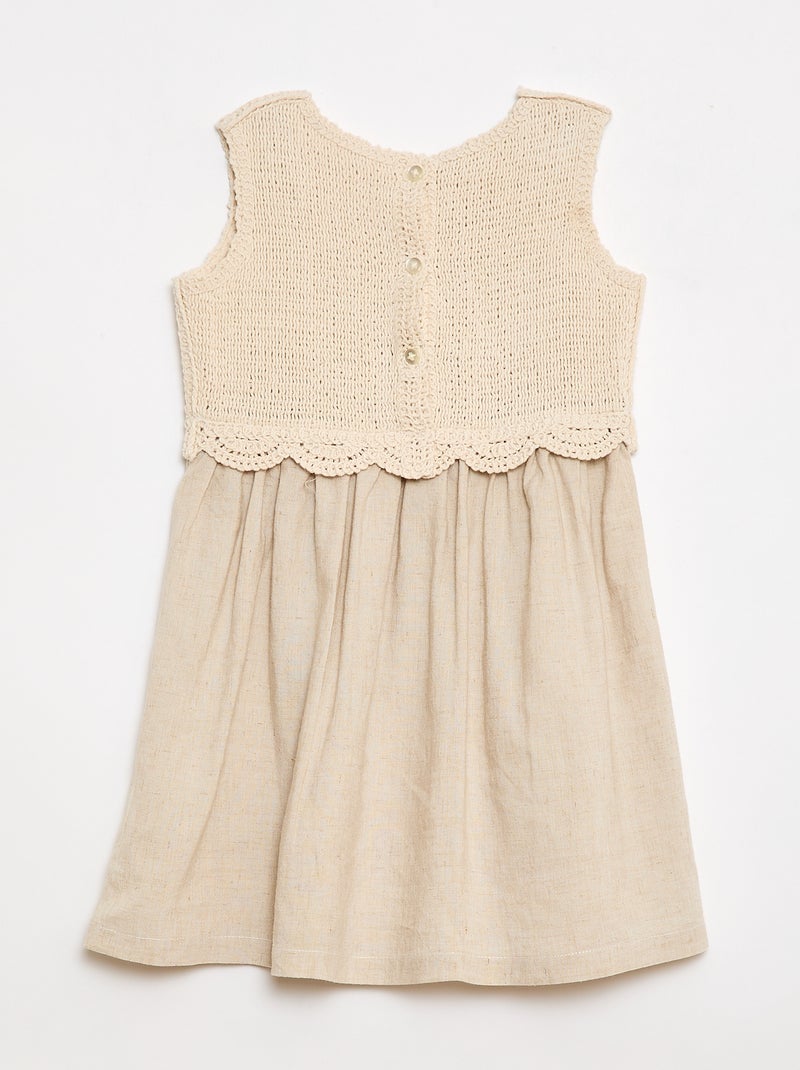 Vestido sin mangas con parte superior de croché Beige - Kiabi