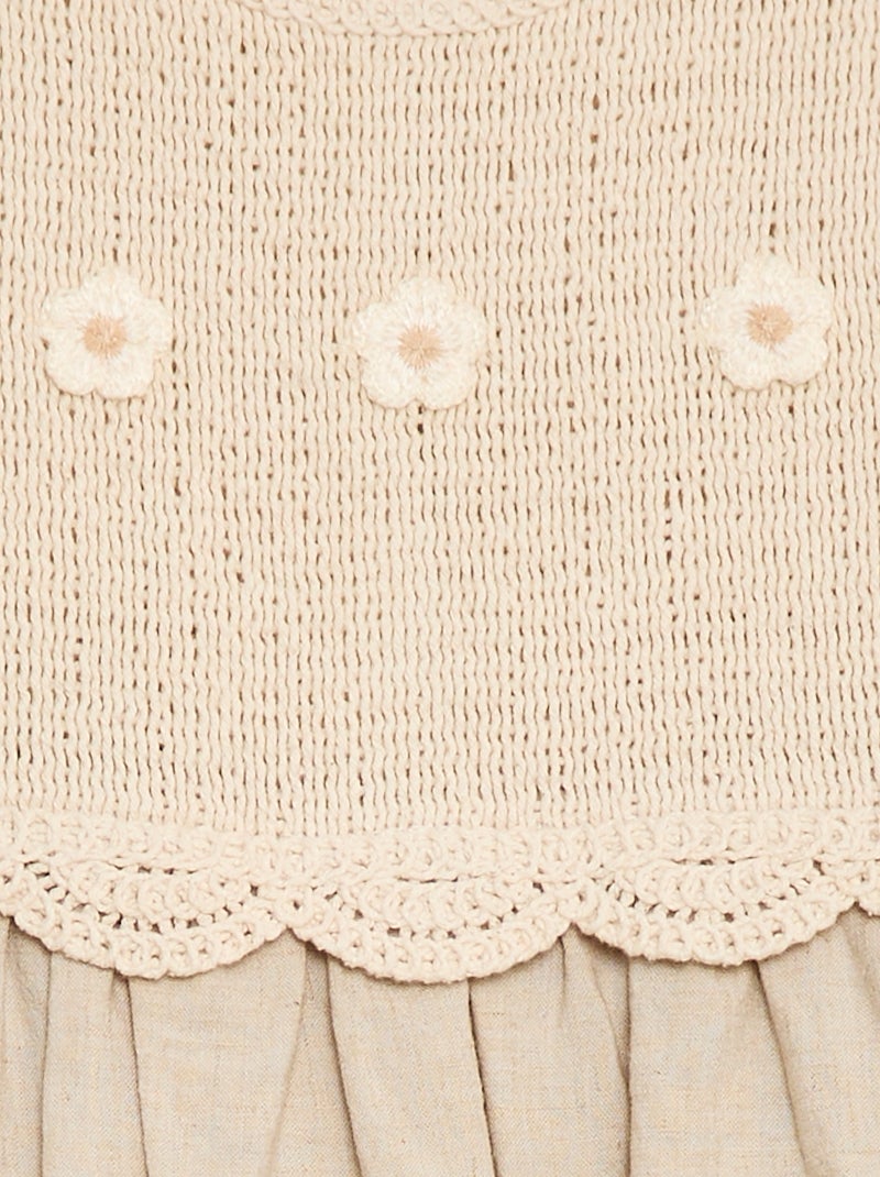 Vestido sin mangas con parte superior de croché Beige - Kiabi