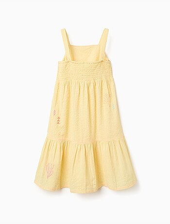 Vestido sin mangas de algodón con algas bordadas