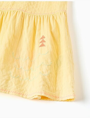 Vestido sin mangas de algodón con algas bordadas