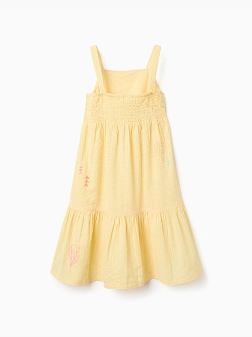 Vestido sin mangas de algodón con algas bordadas - Kiabi