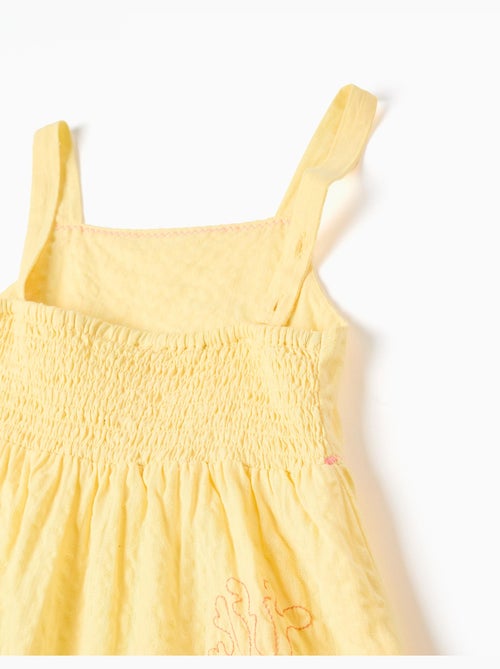 Vestido sin mangas de algodón con algas bordadas - Kiabi