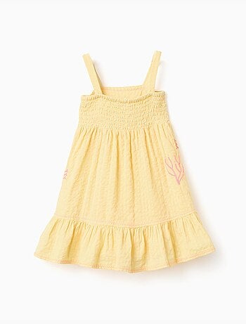 Vestido sin mangas de algodón con algas bordadas