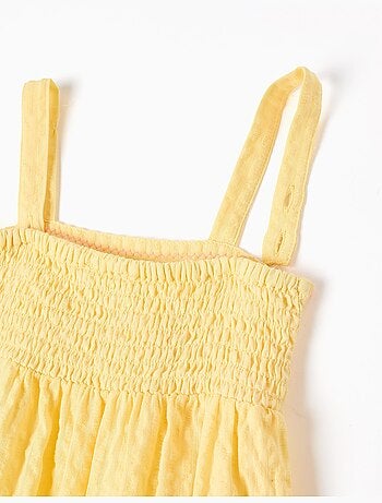 Vestido sin mangas de algodón con algas bordadas