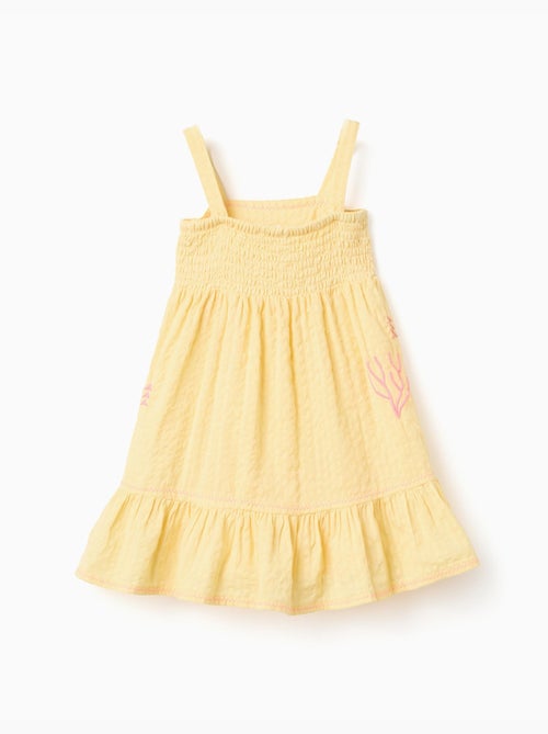 Vestido sin mangas de algodón con algas bordadas - Kiabi