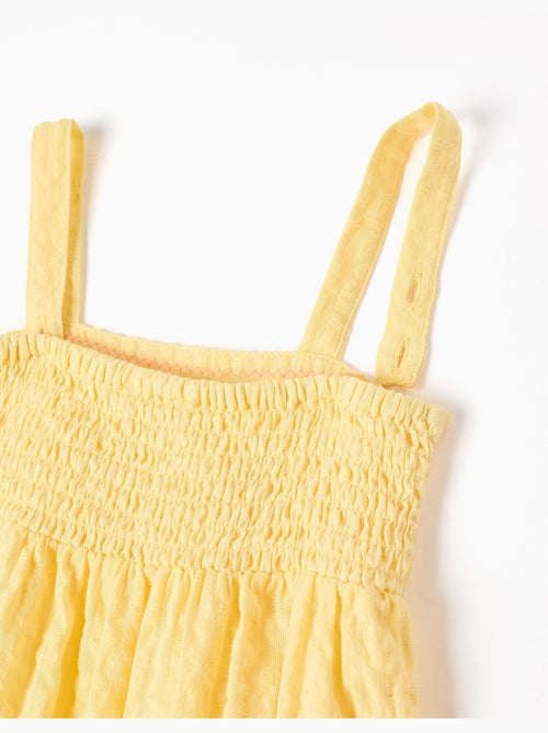 Vestido sin mangas de algodón con algas bordadas - Kiabi