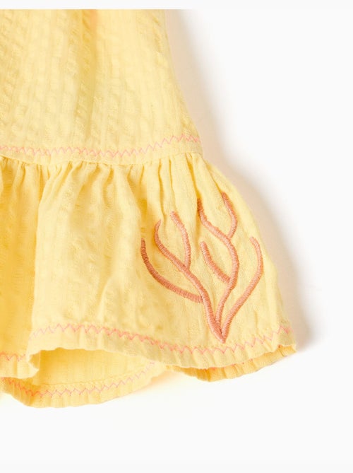 Vestido sin mangas de algodón con algas bordadas - Kiabi