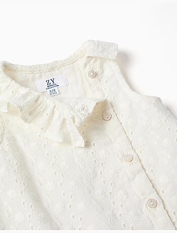 Vestido sin mangas de algodón con bordado inglés