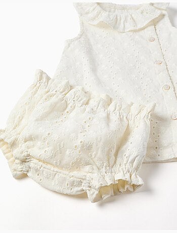Vestido sin mangas de algodón con bordado inglés