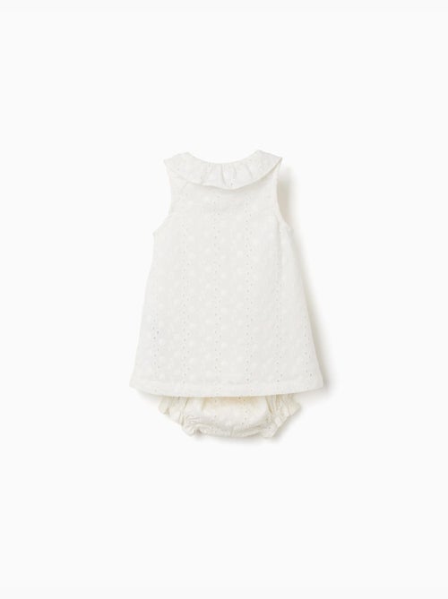 Vestido sin mangas de algodón con bordado inglés - Kiabi