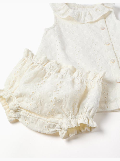 Vestido sin mangas de algodón con bordado inglés - Kiabi