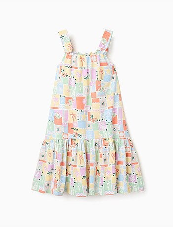 Vestido sin mangas de algodón con estampado colorido