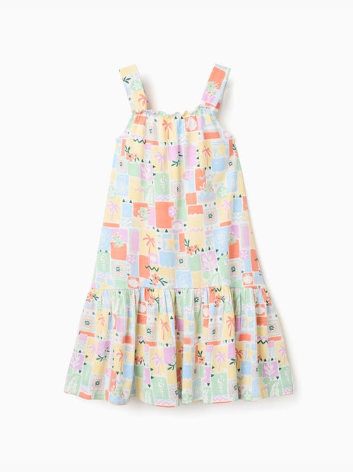 Vestido sin mangas de algodón con estampado colorido - Kiabi Vestido sin mangas de algodón con estampado colorido - Kiabi