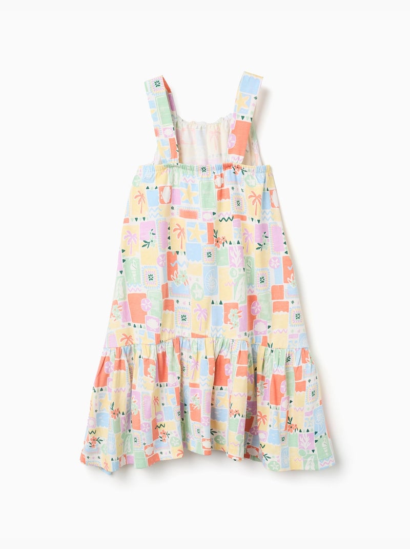 Vestido sin mangas de algodón con estampado colorido Blanco - Kiabi