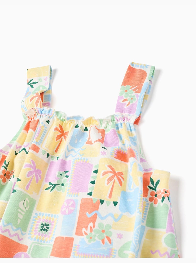 Vestido sin mangas de algodón con estampado colorido Blanco - Kiabi