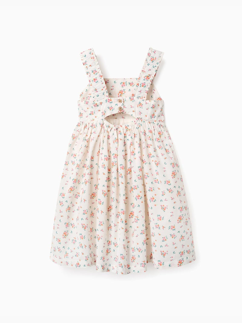 Vestido sin mangas de algodón con estampado floral Beige claro - Kiabi