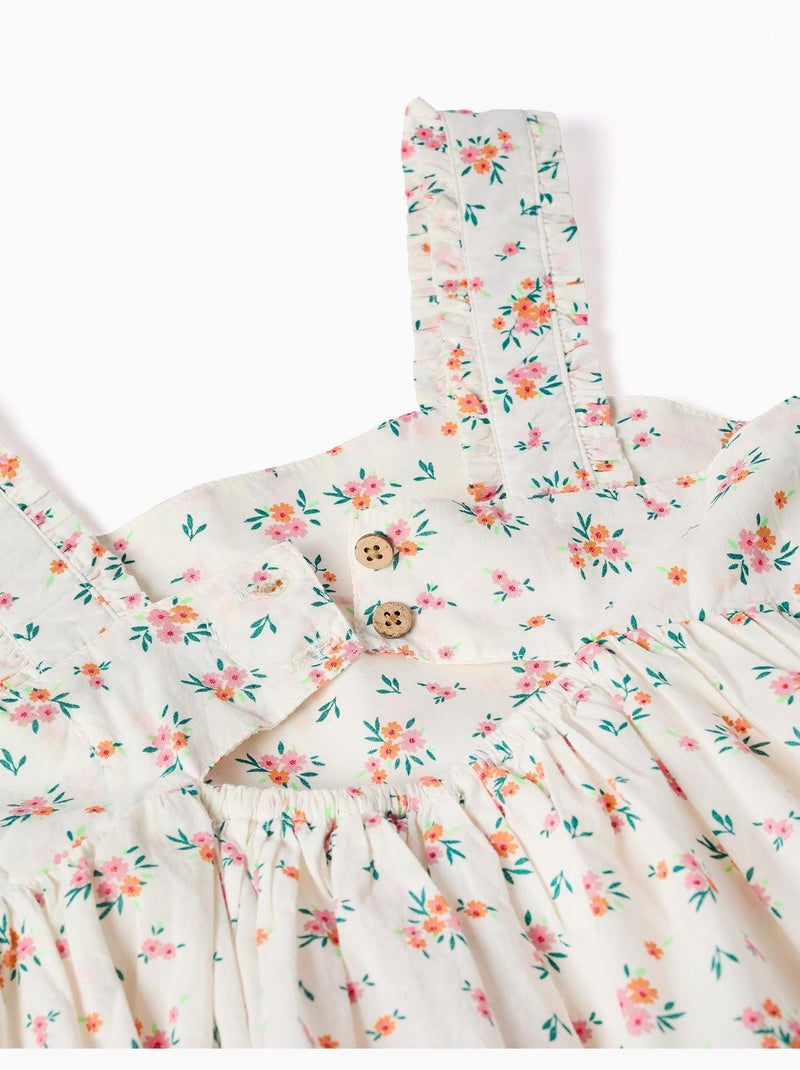 Vestido sin mangas de algodón con estampado floral Beige claro - Kiabi
