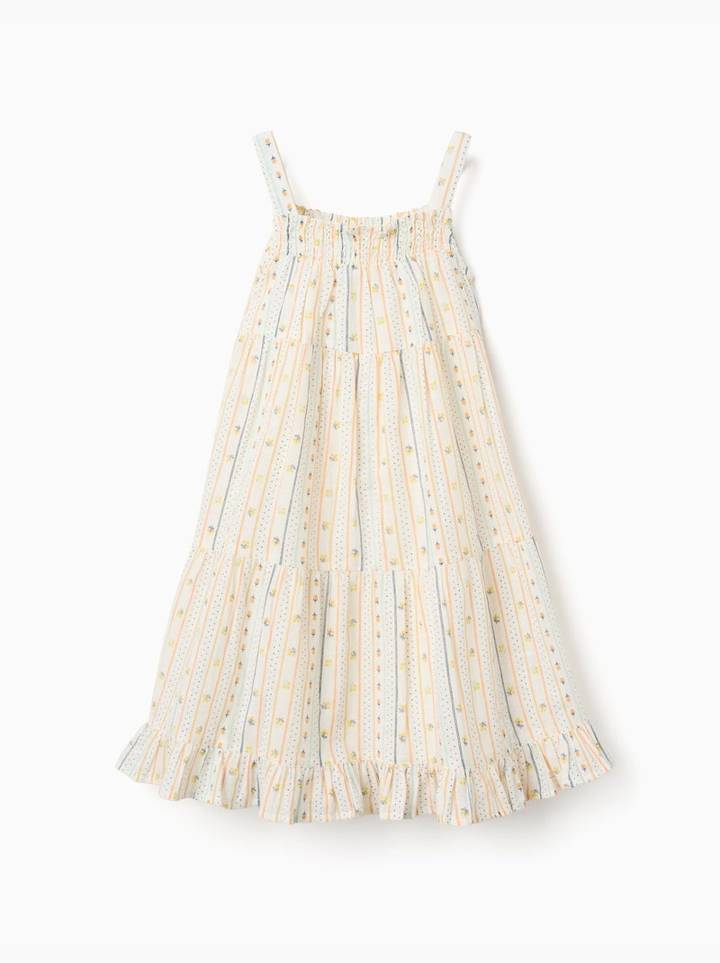 Vestido sin mangas de algodón con estampado floral Beige claro - Kiabi