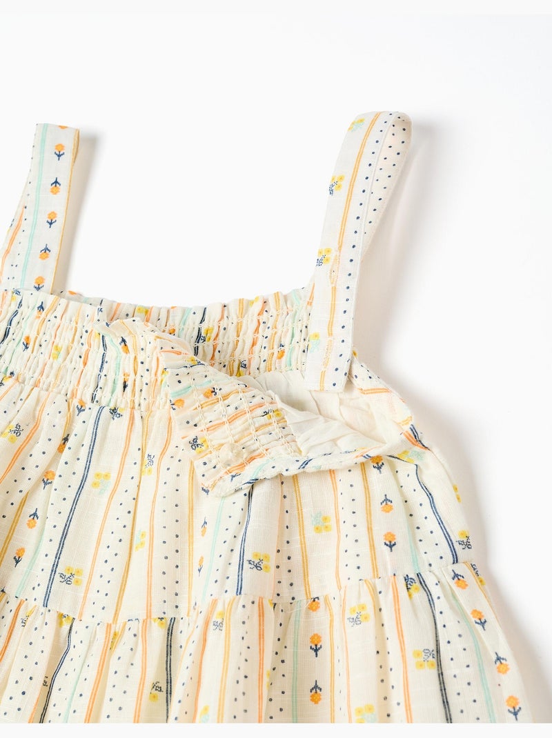Vestido sin mangas de algodón con estampado floral Beige claro - Kiabi