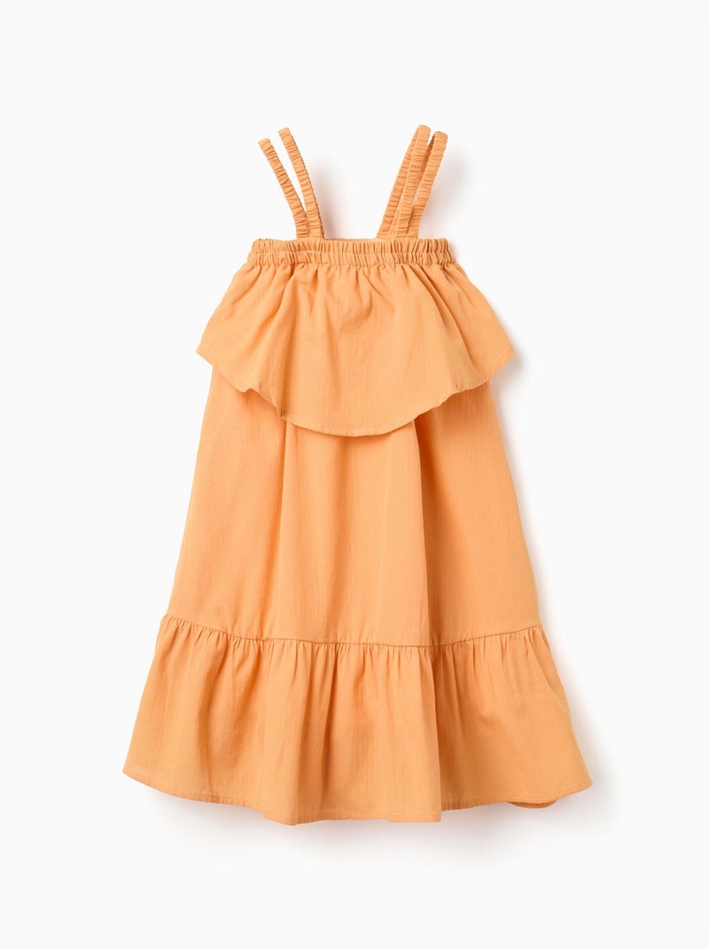 Vestido sin mangas de algodón con forro Amarillo oscuro - Kiabi