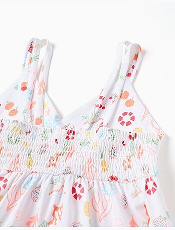 Vestido sin mangas de algodón con motivo de playa