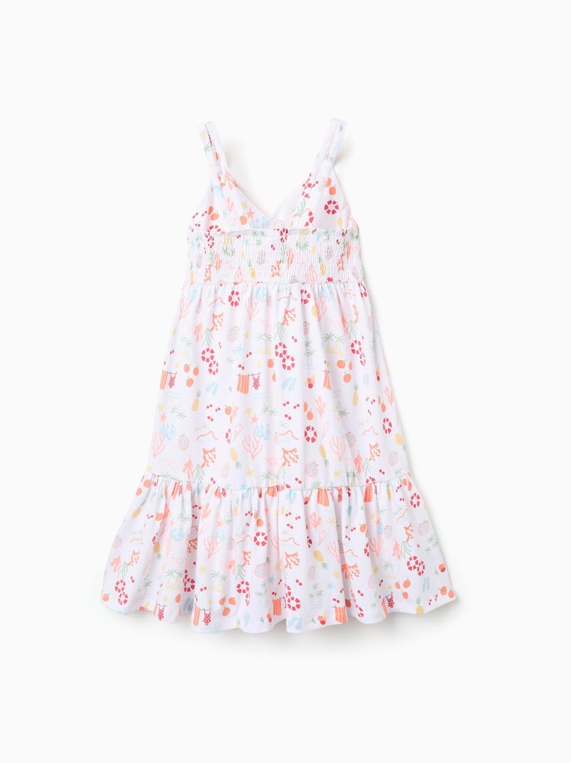 Vestido sin mangas de algodón con motivo de playa Blanco - Kiabi