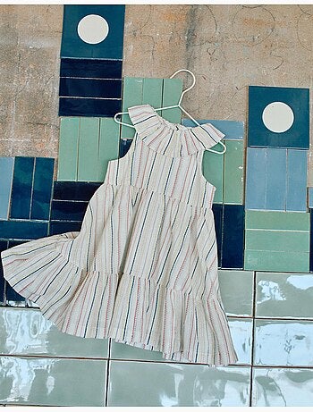 Vestido sin mangas de algodón con rayas étnicas B&S