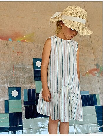 Vestido sin mangas de algodón con rayas étnicas B&S