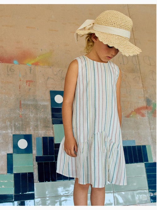 Vestido sin mangas de algodón con rayas étnicas B&S - Kiabi