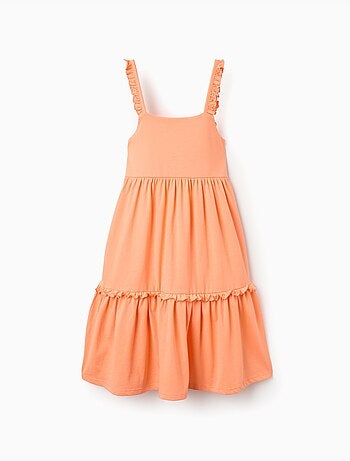 Vestido sin mangas de algodón con tirantes con volantes