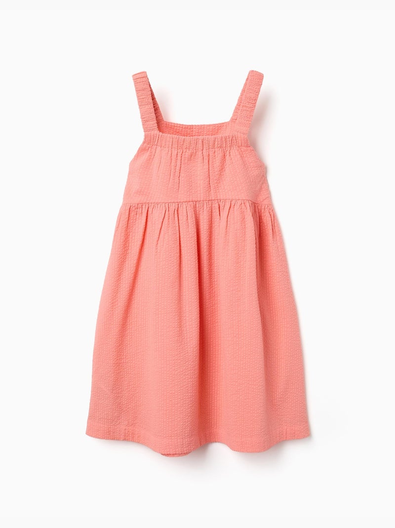 Vestido sin mangas de algodón con tirantes elásticos Naranja coral - Kiabi