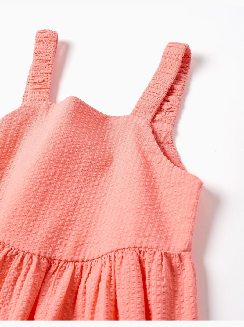 Vestido sin mangas de algodón con tirantes elásticos Naranja coral - Kiabi