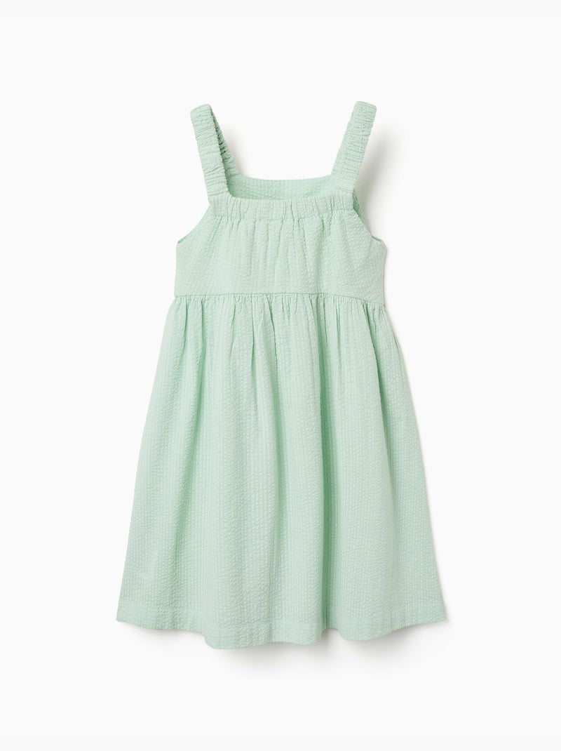 Vestido sin mangas de algodón con tirantes elásticos Verde claro - Kiabi