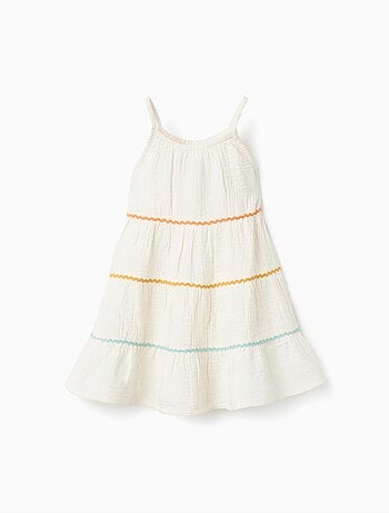 Vestido sin mangas de algodón con volantes