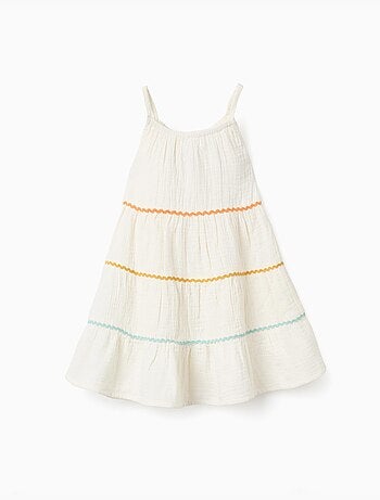 Vestido sin mangas de algodón con volantes