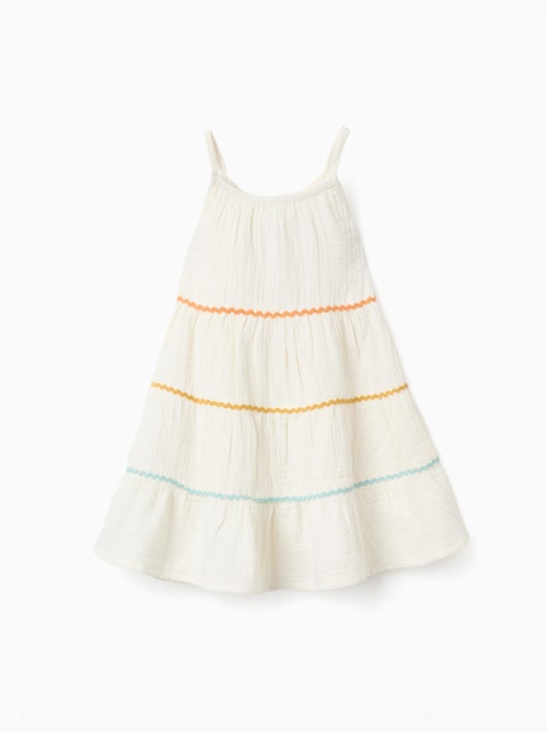 Vestido sin mangas de algodón con volantes - Kiabi