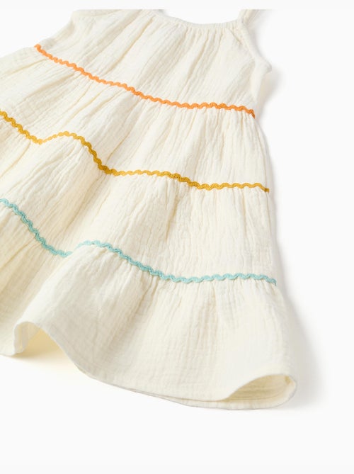 Vestido sin mangas de algodón con volantes - Kiabi