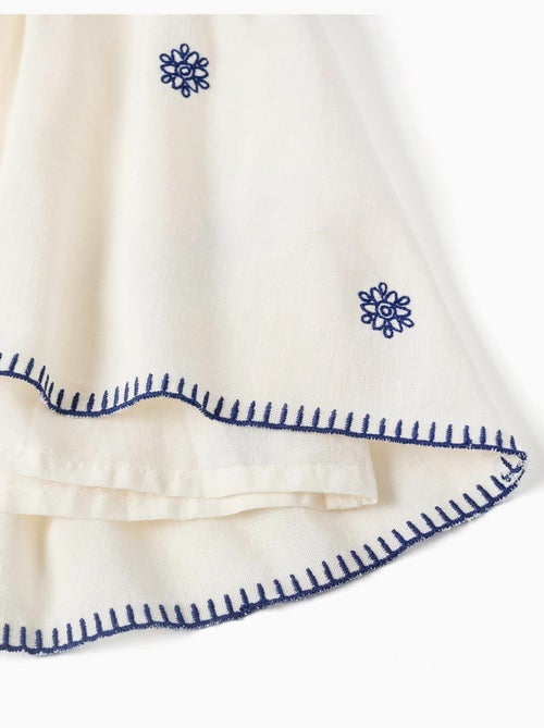 Vestido sin mangas de algodón y lino con bordado floral - Kiabi