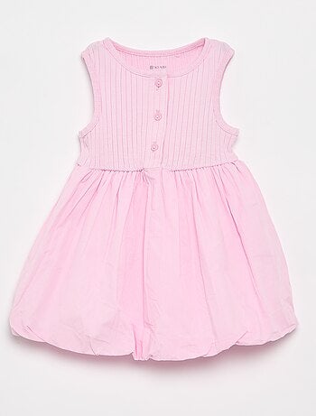 Vestido sin mangas de dos tejidos