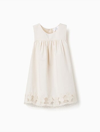 Vestido sin mangas de línea A con flores bordadas