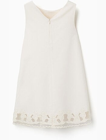 Vestido sin mangas de línea A con flores bordadas