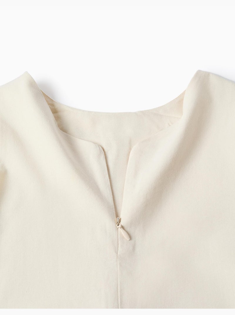 Vestido sin mangas de línea A con flores bordadas Blanco - Kiabi