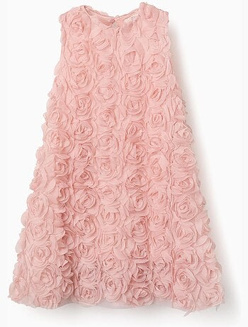 Vestido sin mangas de línea A con rosas