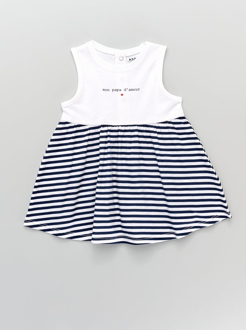 Vestido sin mangas de punto a rayas con mensaje AZUL - Kiabi