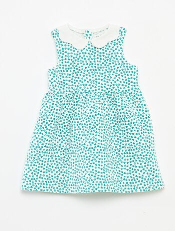 Vestido sin mangas de punto arrugado con motivo