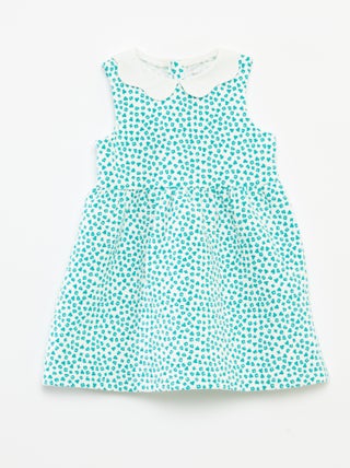 Vestido sin mangas de punto arrugado con motivo